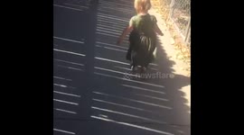 Toddler running in slow motion