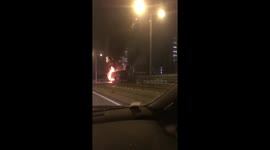 london bus caught fire on A13 motorway (gone wrong)