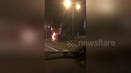 Newsflare Edit - london bus caught fire on A13 motorway (gone wrong)