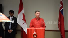 Ontario PC Party Leader Patrick Brown talking about making vibrant Ontario like vibrant Gujarat