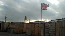 Union jack flag in Grande Synthe Migrant Refugee Camp in France
