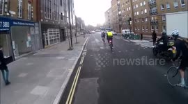 Newsflare Edit - Cyclist knocked over by motorbike
