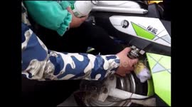 Girl, 4, gets her foot stuck in scooter