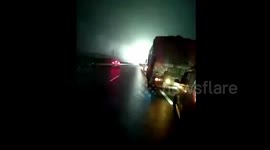 Lorry loading fireworks and firecrackers explodes