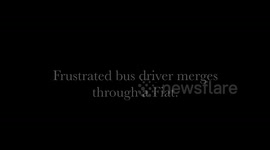 Frustrated bus driver merges through a Fiat