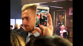 Footballer Aaron Ramsey greets fans at European premiere of Jack Reacher :Never Return