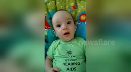 Baby hears his mum's voice clearly for the first time