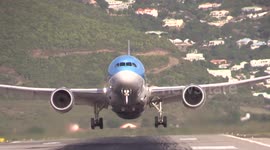 Airliner departure over Maho Beach St Maarten