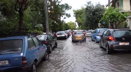 Flash flooding in Athens after torrential rains