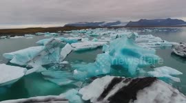 Stunning aerial view of icebergs in Iceland