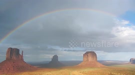 Stunning full rainbow observed in Monument Valley