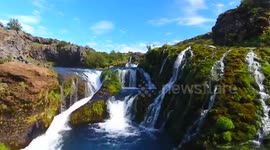 Breathtaking aerial flight through Iceland's hidden waterfalls