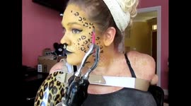 Quadruple amputee creates amazing Halloween cheetah makeup