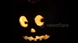 Man creates DIY solar powered pumpkin