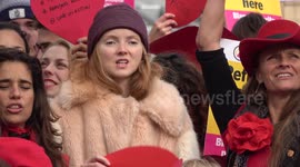 Lily Cole at refugee demonstration in London