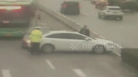 Driver accidentally reverses into central reservation