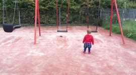 One-Year-Old Confronted By Two Giant Foot-Long Rats In A Children's Play Park.