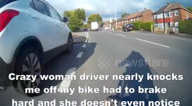 MW61 XJO Ford Fiesta almost knocks me off bike