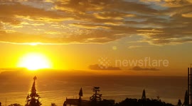 Clouds clone Desertas Islands in Madeira at sunrise