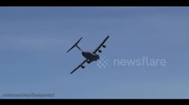 Military transport aircraft shows how maneuverable it really is