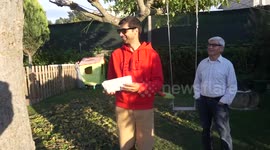 Colourblind man wears Enchroma glasses so he can see gender reveal properly