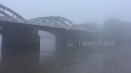Thick fog over the Thames at Barnes Bridge
