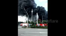 Shoe factory on fire in China