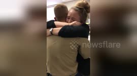 Marine surprises sister at school by coming home early from training