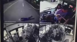 Man gets angry after failing to tempt bus driver to run him over