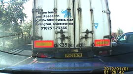 Lorry Drive On Pavement Almost Tips Over