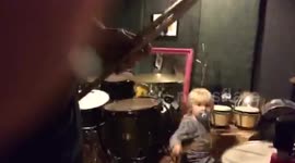 Toddler Plays Drums For The First Time With His Professional Drummer Dad.