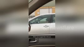 Newsflare Edit - old lady having a car snack