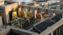 合肥一大厦楼顶疑建露天佛像庙宇