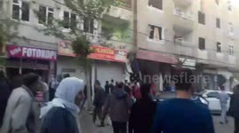 Scene of the car explosion in Diyarbakır, Turkey
