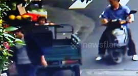 Electric tricycle driven by toddler runs over an eight-year-old girl
