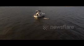 Amazing lads' day out on the boat captured by a drone