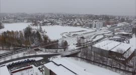 Beautiful aerial footage of snow-covered Oslo