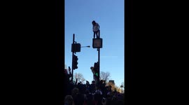 Trust fall at the Chicago Cubs rally