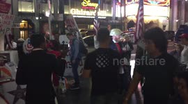 Trump supporters rally around Trump's star in Hollywood, CA