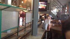 Who needs bar staff when you've got a 'beer train'?