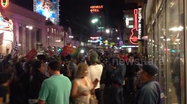 Anti-Trump protesters shout at supporters on Hollywood Boulevard