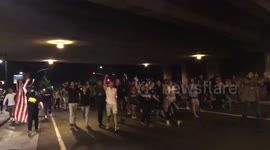 Newsflare Edit - Anti-Trump protest in California spills over onto 'freeway'