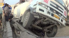 Bridge collapses after lorry goes through on it in southern China