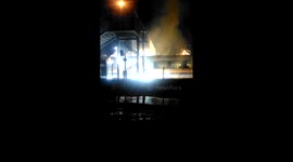 Train catches fire in Dorchester, UK