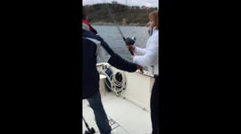 Taking Mum fishing in Falmouth Bay Cornwall - Caught a giant mackerel !