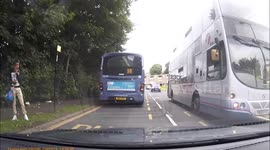 Car and bus near miss