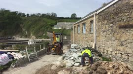 Moving a VERY heavy anchor into place at Harbour Lights formerly #LooWithAView Cornwall