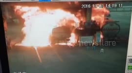 Oil tanker explodes at petrol station in China