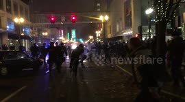 Police pepper spray anti-Trump protestor who got too close; stun grenades fired