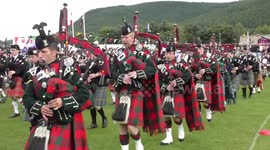 Ballater Highland Games 2016 - Film of the massed pipe bands display during the games